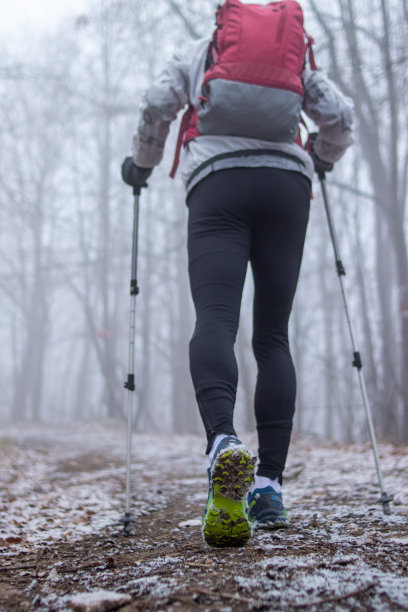 在冬季股票照片男子trail跑步的后视图图片下载