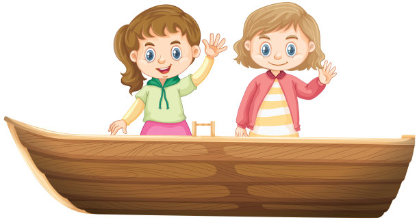 一个女孩坐在白色背景的小船上图片下载