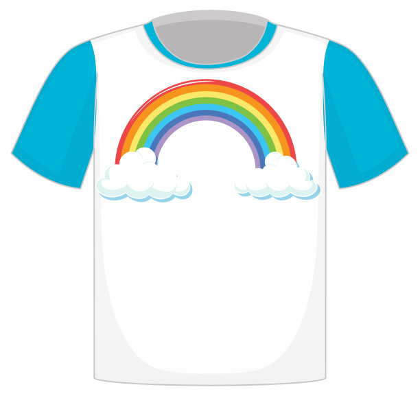 一件白底蓝袖白t恤图片下载