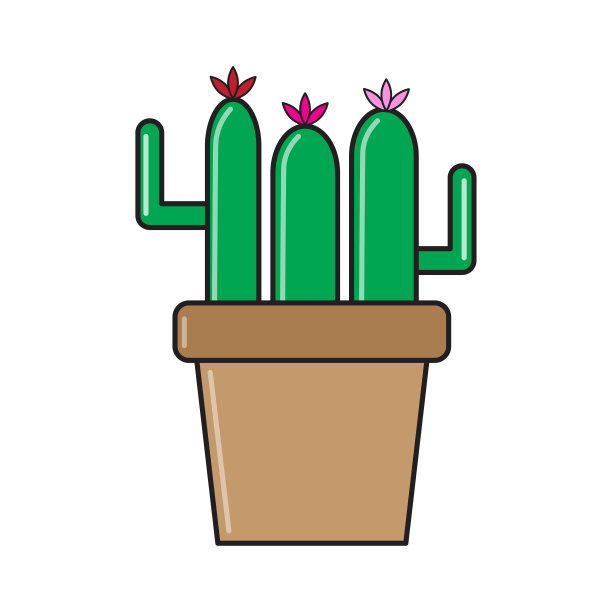 卡通仙人掌图标。自然背景。矢量插图。股票的形象。图片下载