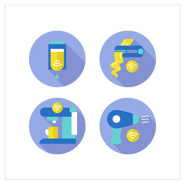 非接触式技术平面图标集图片下载