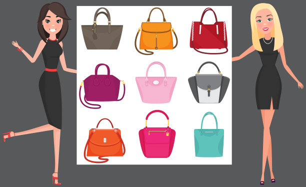 一套女人包图标孤立在白色上图片下载