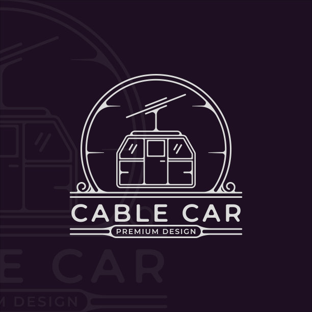 缆车或贡多拉的标志线条艺术简单图片下载