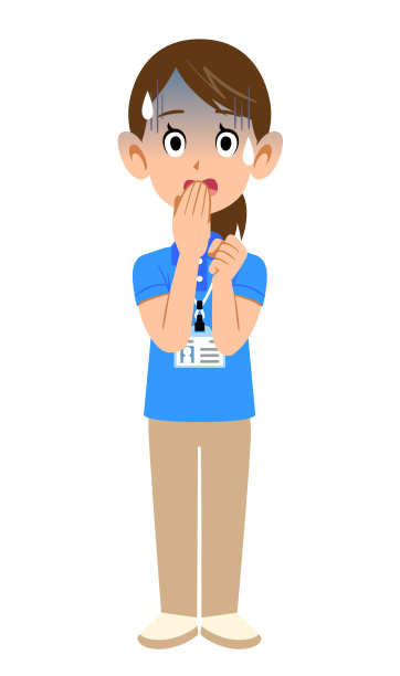 穿着短袖polo衫，戴着名牌的女职员不耐烦的表情图片下载