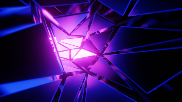 飞过有发光面板的隧道。3 d渲染插图。图片下载