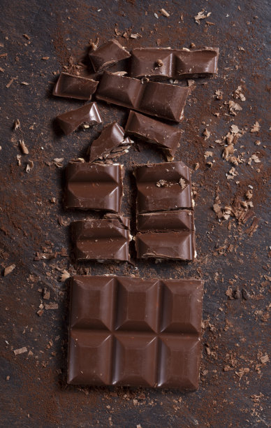破碎的巧克力棒。图片下载