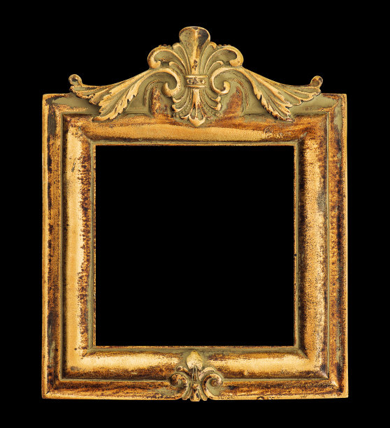 方形金色框架孤立在黑色背景上图片下载