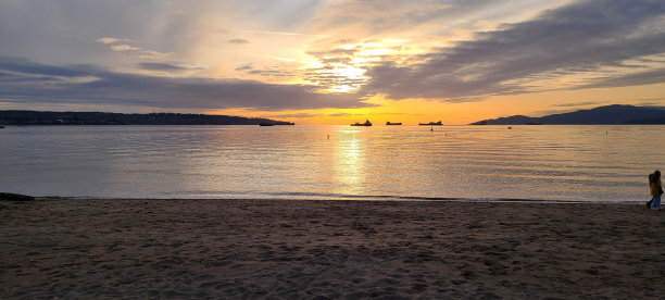 在英国海湾海滩拍摄的黄昏照片图片下载