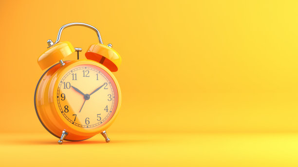 复古橙色闹钟橙色背景- 3d渲染图片下载