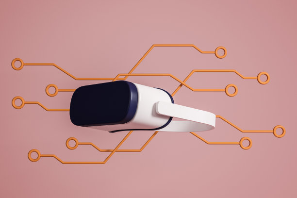 VR眼镜和网络线条在明亮的背景，元宇宙和数字技术图片下载