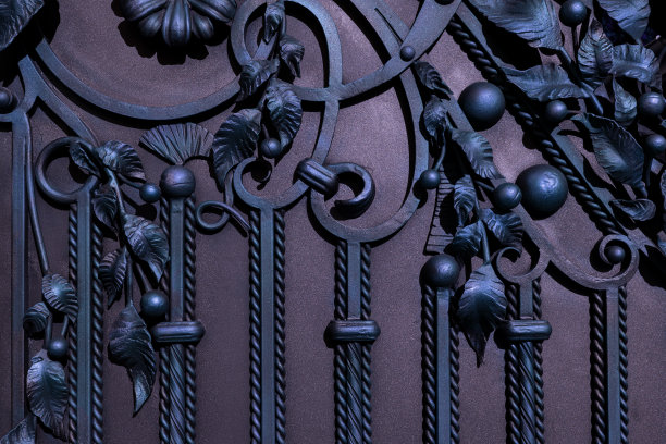 现代锻造金属元素锻造铁门图片下载