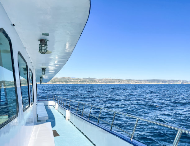 一艘游船在太平洋上航行图片下载