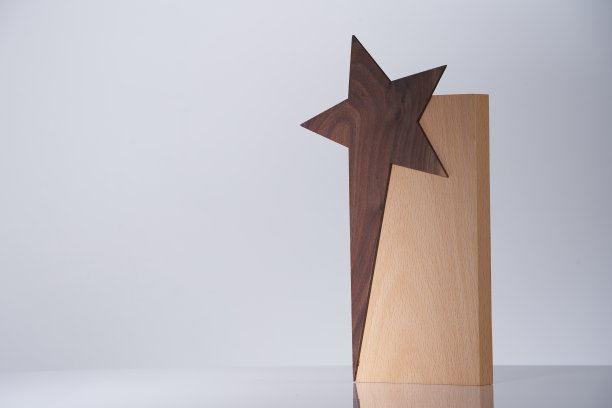 灰色背景上的星状奖奖杯图片下载