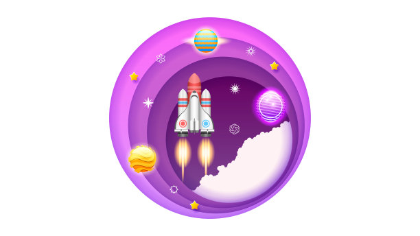 剪纸宇宙飞船暗空间行星空间星系宇宙背景梯度物体恒星矢量设计风格图片下载