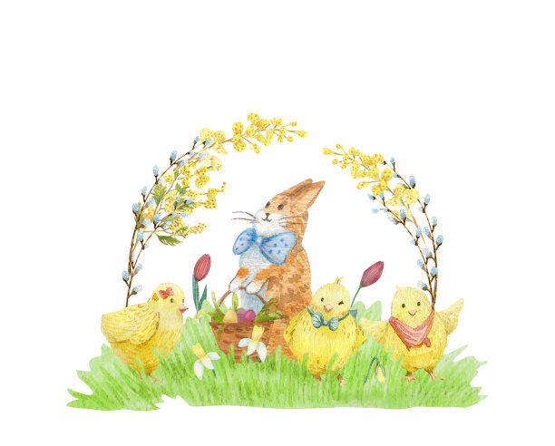 复活节兔子和小鸡图片下载