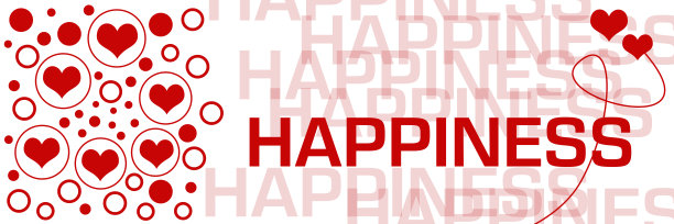 幸福红心圈左重复文字水平图片下载