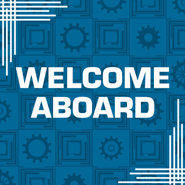 欢迎登上蓝色齿轮纹理正方形文本图片下载