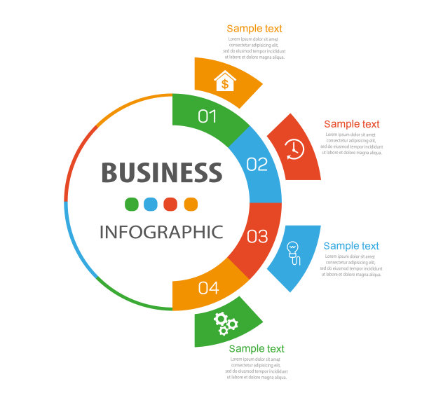 业务信息图形设计模板，有4个选项，步骤或流程图片下载