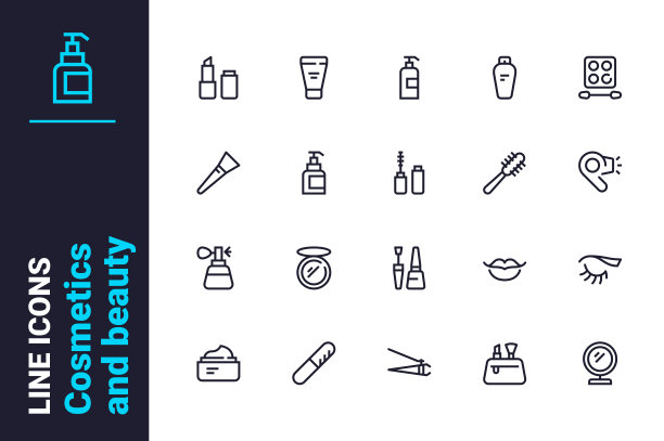 化妆品和美容组件图标设置图片下载