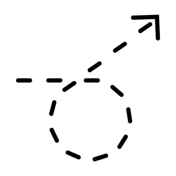 卷曲的虚线箭头图标从用户界面集合。薄线性卷曲虚线箭头，箭头，波浪轮廓图标孤立在白色背景。线向量卷花虚线箭头符号，符号为网和。图片下载