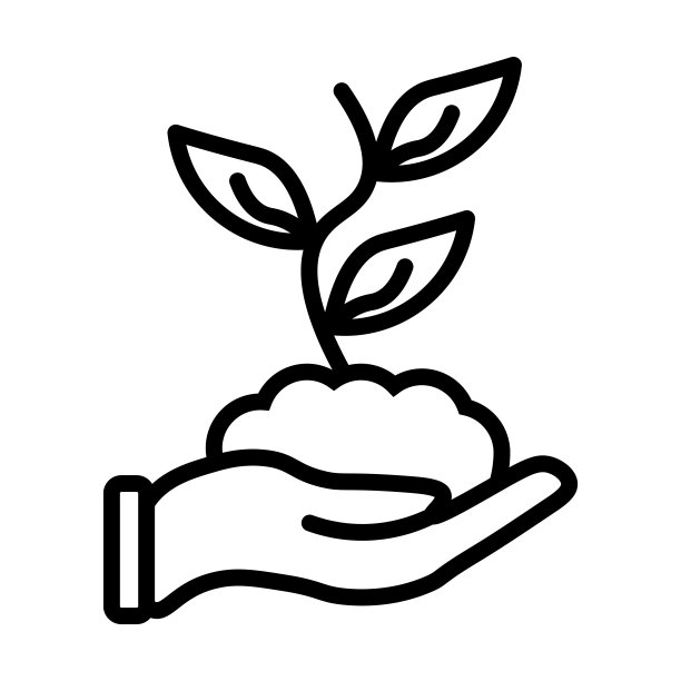 手和发芽图标从用户界面收集。细线性的手和芽，生态，自然轮廓图标孤立在白色背景上。线向量为手和芽符号，符号为网和。图片下载