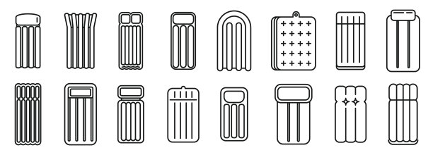放松充气床垫图标设置，轮廓风格图片下载