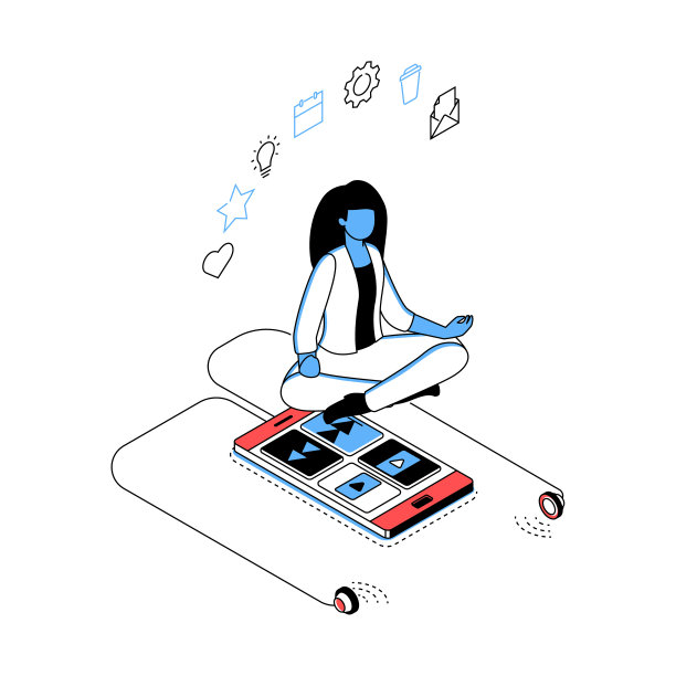 正念-现代线条等距设计风格插图图片下载