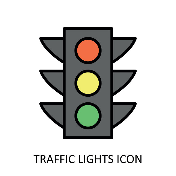 矢量插图与交通灯图标。轮廓图图片下载