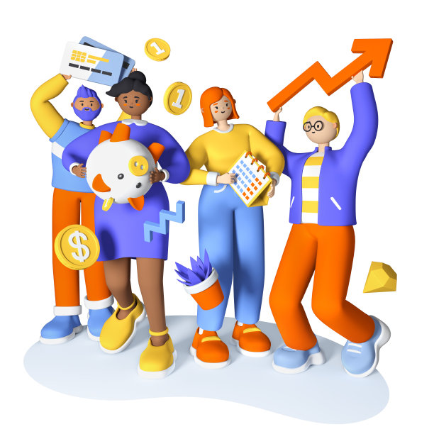 明智地处理金钱-彩色3D风格插图图片下载