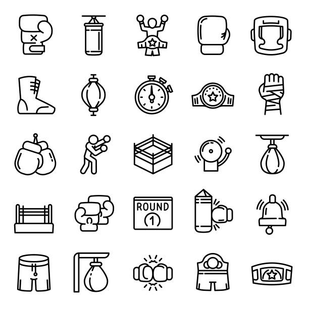 拳击图标，轮廓风格图片下载