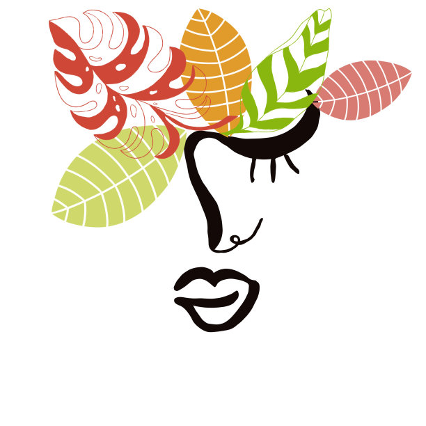 线条艺术极简素描女性的脸与花图片下载