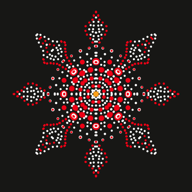 红色和白色点曼荼罗形螺旋图片下载