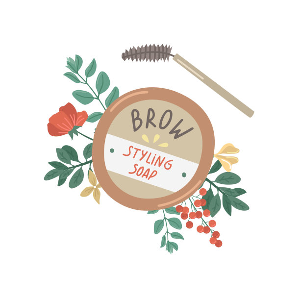矢量插图与造型眉毛肥皂和花卉装饰。图片下载