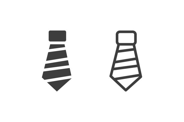 Tie图标矢量插图字形风格设计与2风格图标黑色和白色。孤立的白色背景。图片下载