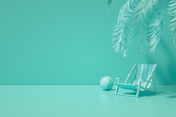 最小的夏季假期旅游概念绿松石背景图片下载