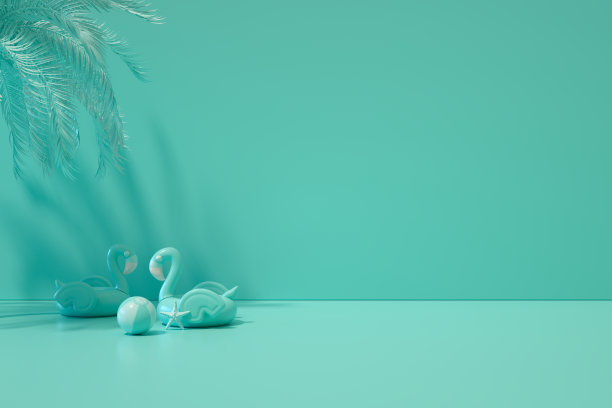 最小的夏季假期旅游概念绿松石背景图片下载