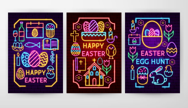 复活节霓虹飞行概念图片下载