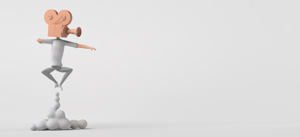 拿着摄像机而不是头的男人脱下了。多媒体与技术社会。3 d演示。副本的空间。图片下载