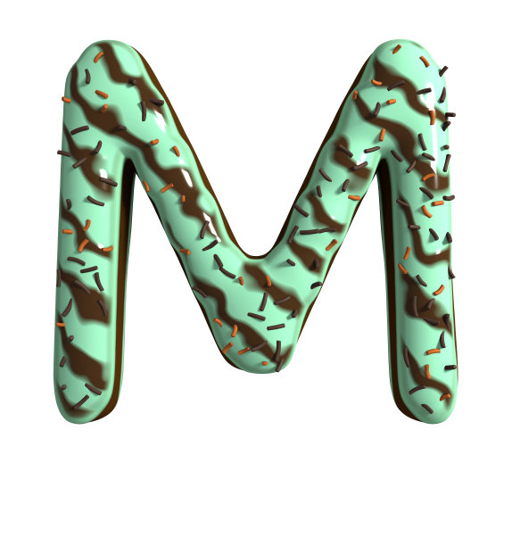 巧克力薄荷蛋糕主题字体字母M图片下载