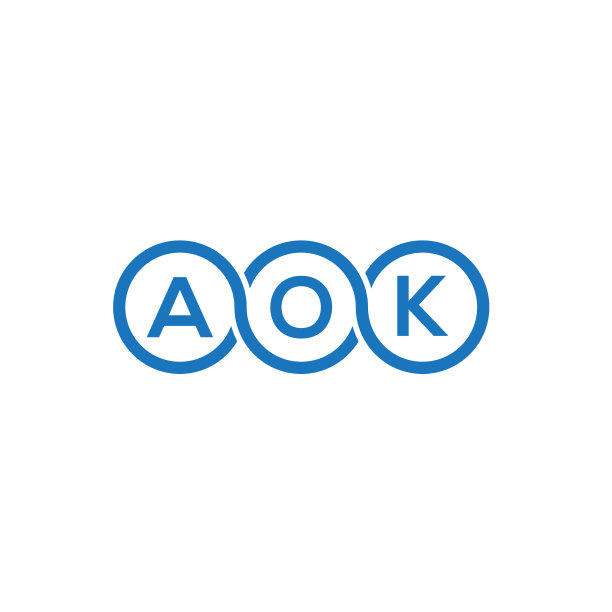 白色背景上的AOK字母Logo设计图片下载