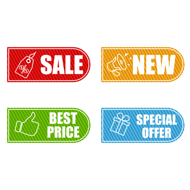 为网站设置折扣贴纸。新，销售，最优惠的价格，特价。图片下载