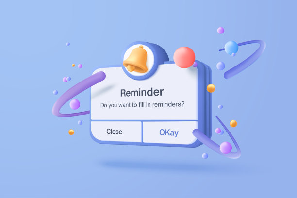 3D日历提醒蓝色背景。带有浮动元素的通知页面。提醒业务计划，事件，提醒和时间表的背景。日历上的三维矢量钟图片下载