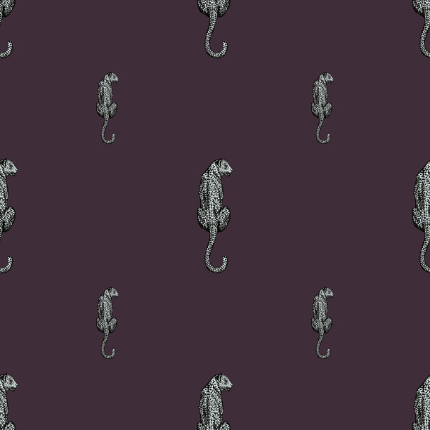 豹坐背无缝模式。复古野生动物背景。图片下载