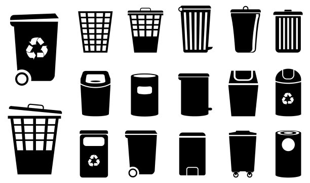 垃圾桶剪影式垃圾桶废弃物图片下载