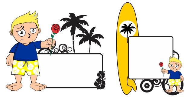 儿童冲浪人物表情卡通copyspace图片下载