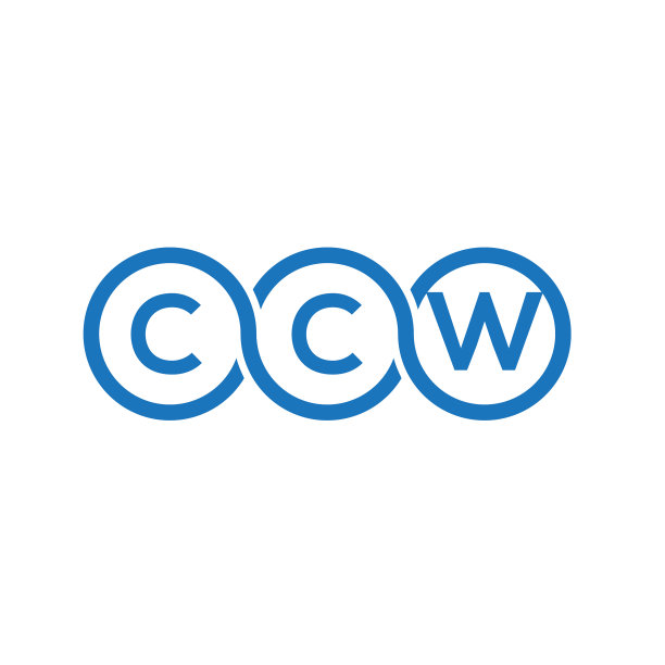 白色背景上的CCW字母标志设计图片下载