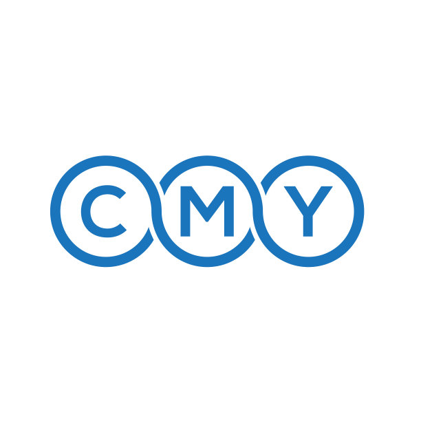 白色背景上的CMY字母标志设计图片下载