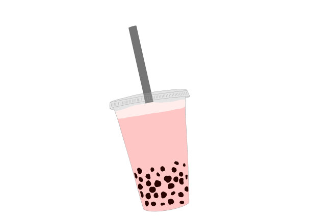 草莓波霸饮料或水果珍珠奶茶，一次性玻璃杯装清爽鸡尾酒，配吸管图片下载