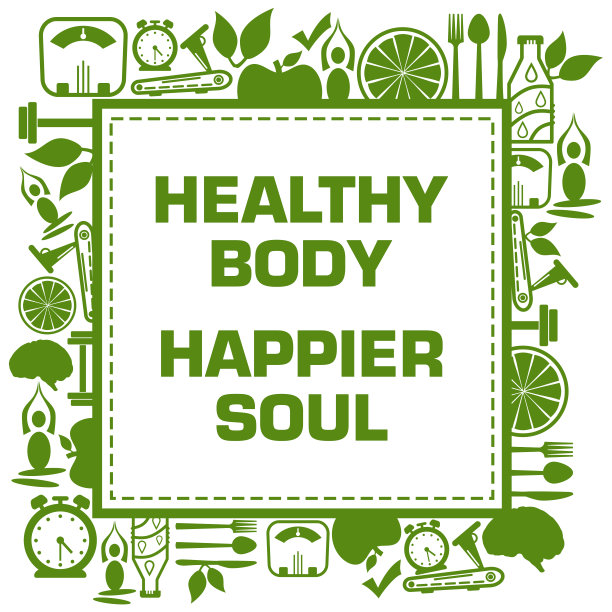健康的身体快乐的灵魂健康的符号绿色包围广场图片下载