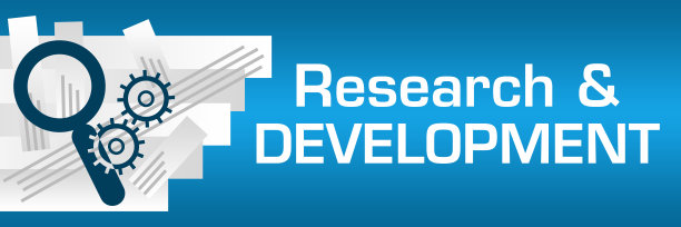 研发-研究和开发蓝色背景白色描边条纹图片下载